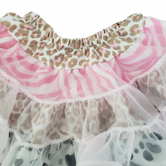 2 FOR $5 SALE Laura Dare Pink Animal Print Ruffle Tutu Skirt Small - Picture 3 of 11